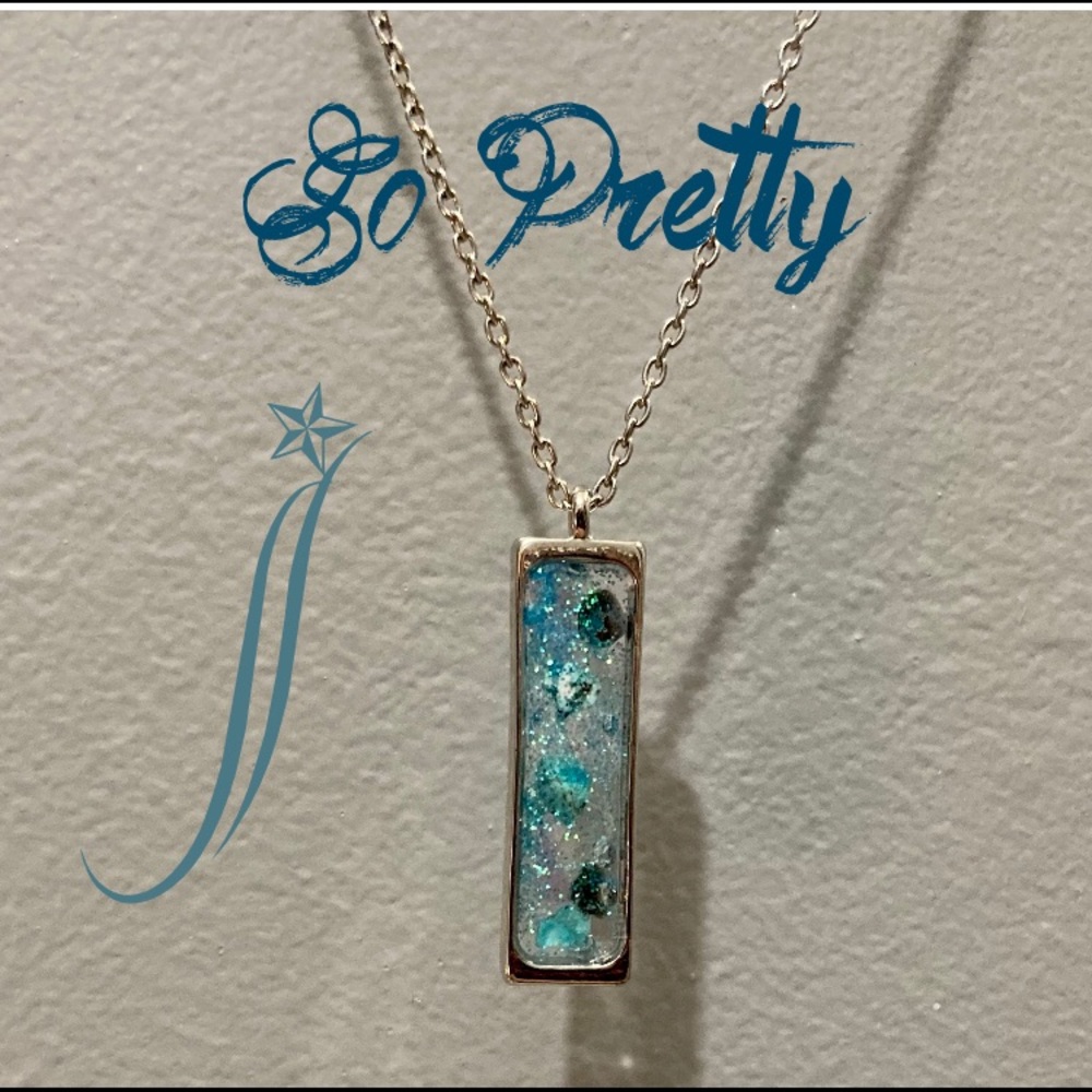 New! Natural stone and glitter pendant necklace boho - Picture 2 of 3
